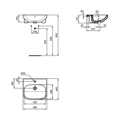 Lavabo semincasso Ideal Standard modello I.life A 50 cm by CeramicStore | Lo specialista del tuo bagno