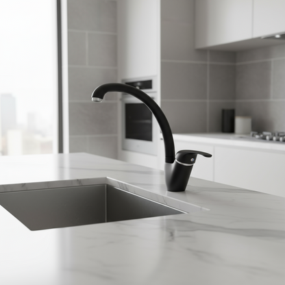 Miscelatore monoforo Rubiflux modello Orano con canna alta - Nero Opaco