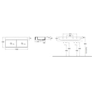 Lavabo da appoggio Azzurra linea Leuca a due vasche 100x45 cm - Bianco lucido