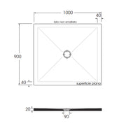 Piatto doccia rettangolare in ceramica SoloDue 100x90cm Bianco cotone
