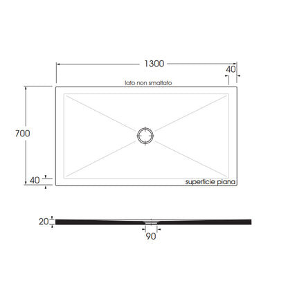 Piatto doccia rettangolare in ceramica modello SoloDue cm 130x70 bianco cotone by CeramicStore | Lo specialista del tuo bagno