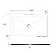 Piatto doccia rettangolare in ceramica modello SoloDue cm 130x80 bianco cotone