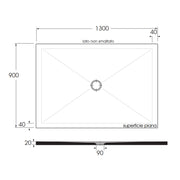 Piatto doccia rettangolare in ceramica modello SoloDue cm 130x90 bianco cotone