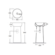 Lavabo freestanding Azzurra Graal à˜40,5xH85 cm con scarico a parete - Bianco lucido by CeramicStore | Lo specialista del tuo bagno