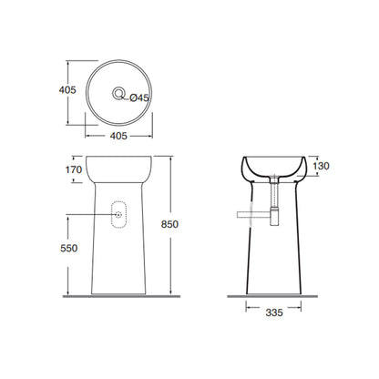 Lavabo freestanding Azzurra Graal à˜40,5xH85 cm con scarico a parete - Bianco lucido by CeramicStore | Lo specialista del tuo bagno