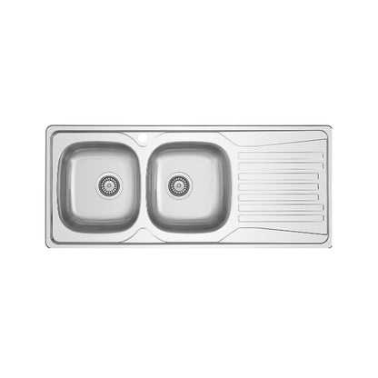 Lavello da cucina in acciaio inox modello LS01 con sgocciolatoio a destra 116x50 cm by CeramicStore | Lo specialista del tuo bagno