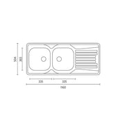 Lavello da cucina in acciaio inox modello LS01 con sgocciolatoio a destra 116x50 cm by CeramicStore | Lo specialista del tuo bagno