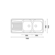 Lavello da cucina in acciaio inox modello LS01 con sgocciolatoio a sinistra 116x50 cm by CeramicStore | Lo specialista del tuo bagno
