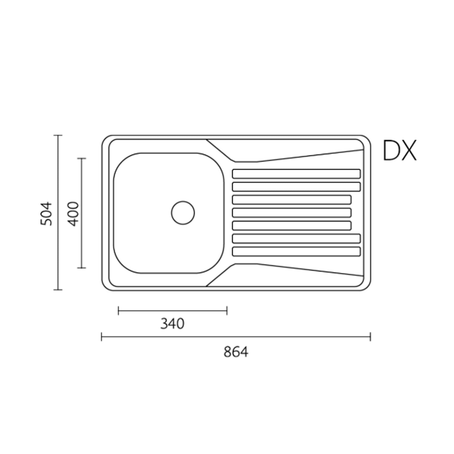 Lavello da cucina in acciaio inox modello LS02 con sgocciolatoio a destra 86x50 cm by CeramicStore | Lo specialista del tuo bagno
