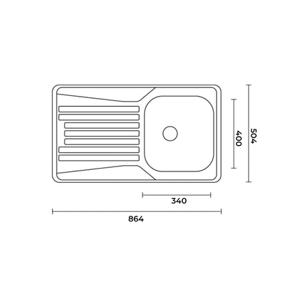Lavello da cucina in acciaio inox modello LS02 con sgocciolatoio a sinistra 86x50 cm by CeramicStore | Lo specialista del tuo bagno