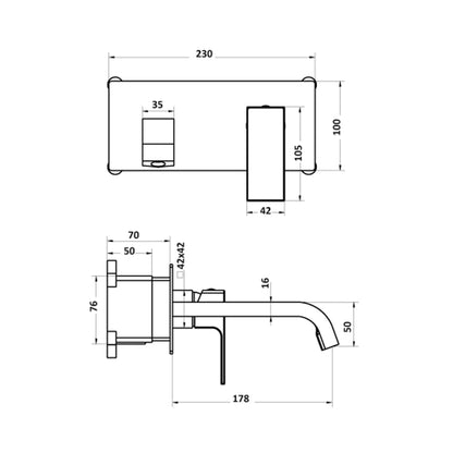 Composizione di miscelatori per lavabo incasso con easy box, bidet e doccia due vie tondo in ottone cromato Lumix by CeramicStore | Lo specialista del tuo bagno