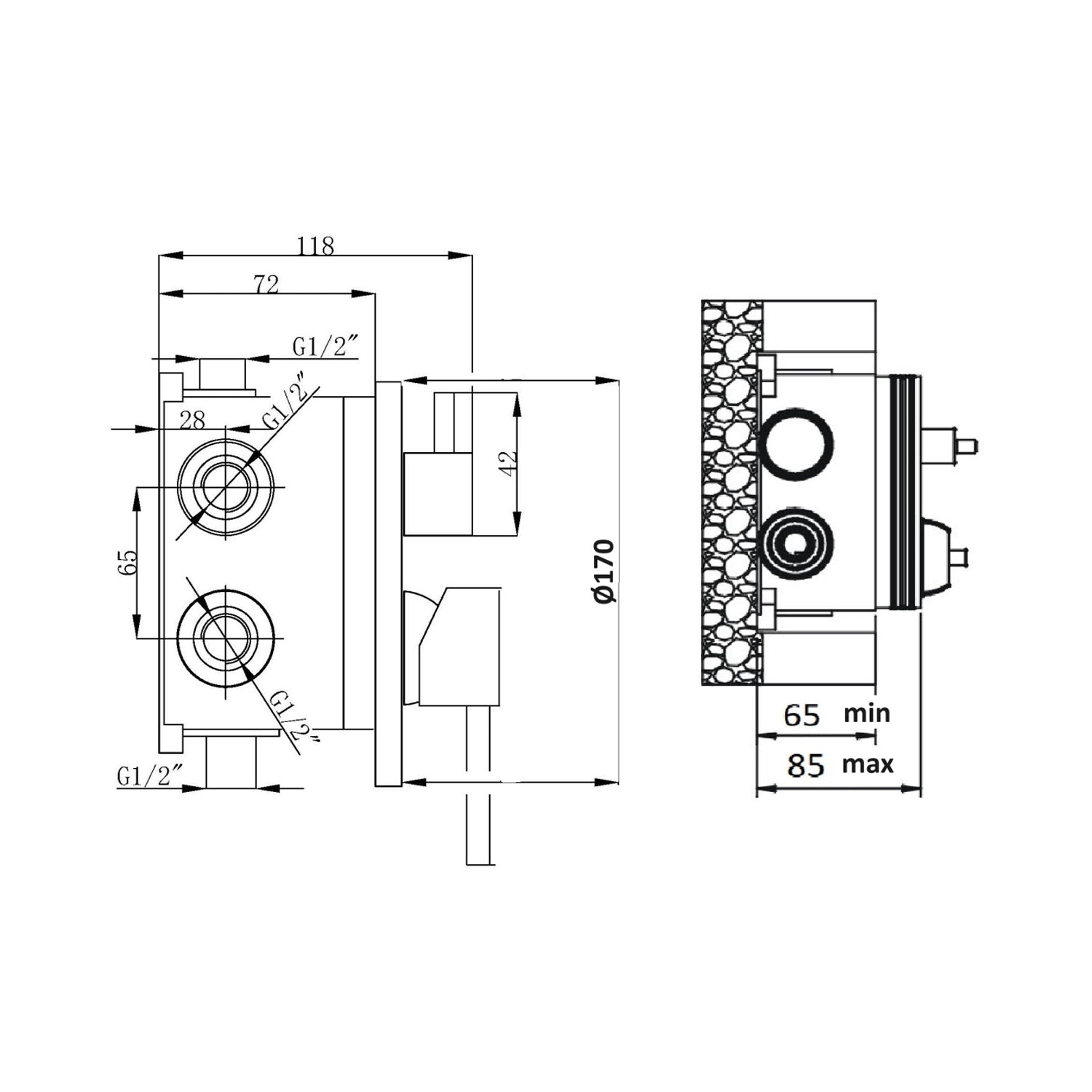 Composizione di miscelatori per lavabo incasso easy box squadrato, bidet e doccia tre vie tondo in ottone cromato Lumix by CeramicStore | Lo specialista del tuo bagno