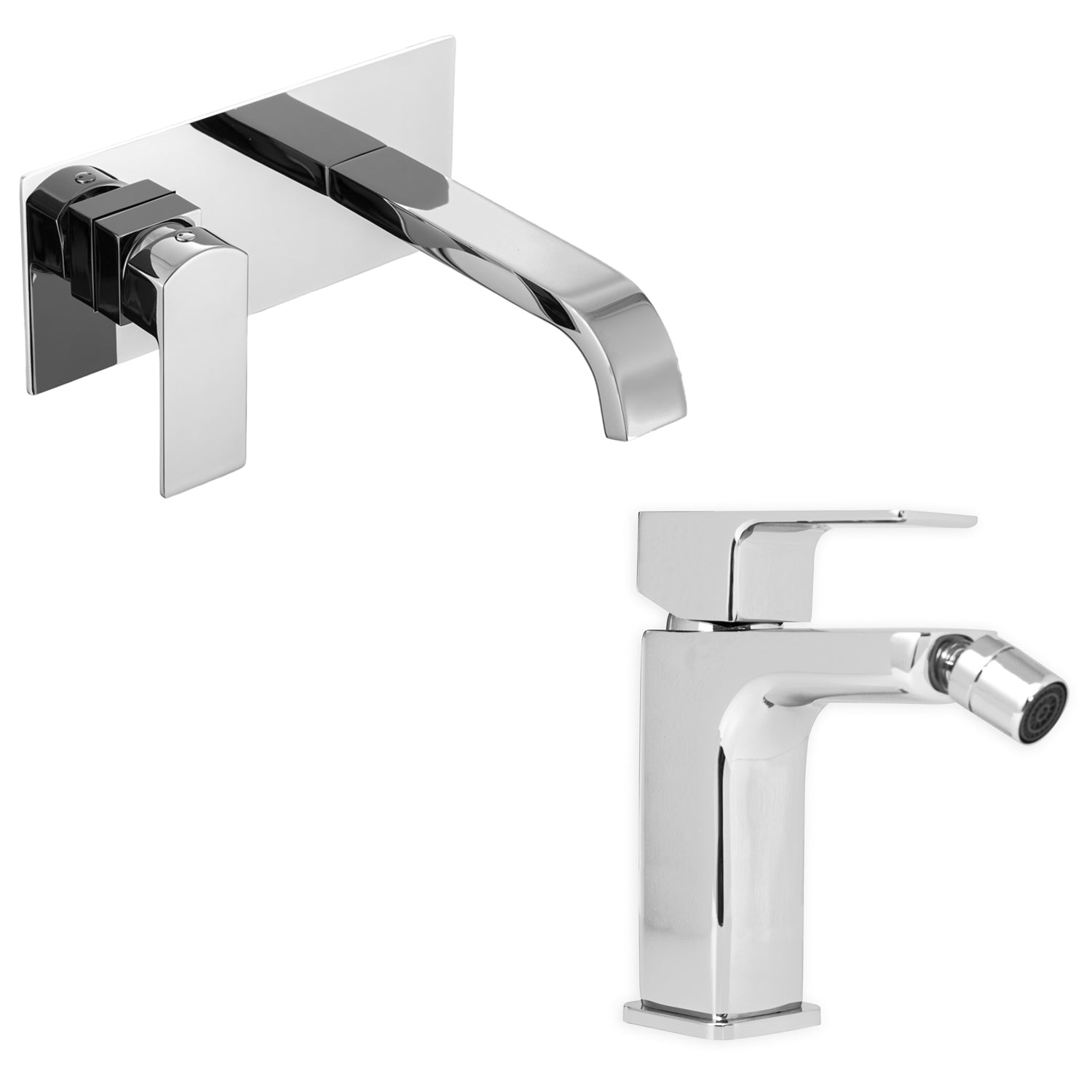 Coppia di miscelatori per lavabo incasso e bidet serie Nix in ottone cromato by CeramicStore | Lo specialista del tuo bagno