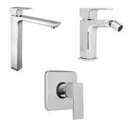 Composizione di miscelatori per lavabo alto, bidet e doccia a una via Nix in ottone cromato by CeramicStore | Lo specialista del tuo bagno