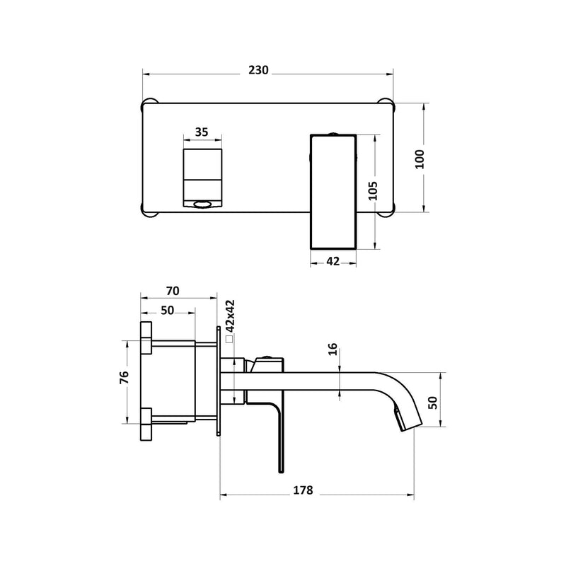 Composizione di miscelatori per lavabo incasso, bidet e doccia a una via Nix in ottone cromato by CeramicStore | Lo specialista del tuo bagno