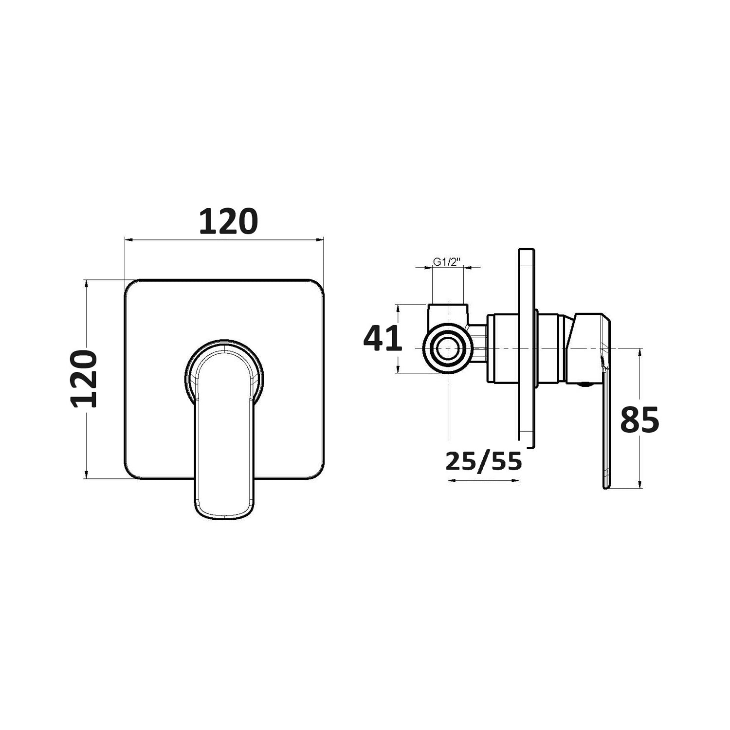 Kit doccia con incasso a una via e soffione quadro 200 mm cromato Nix by CeramicStore | Lo specialista del tuo bagno