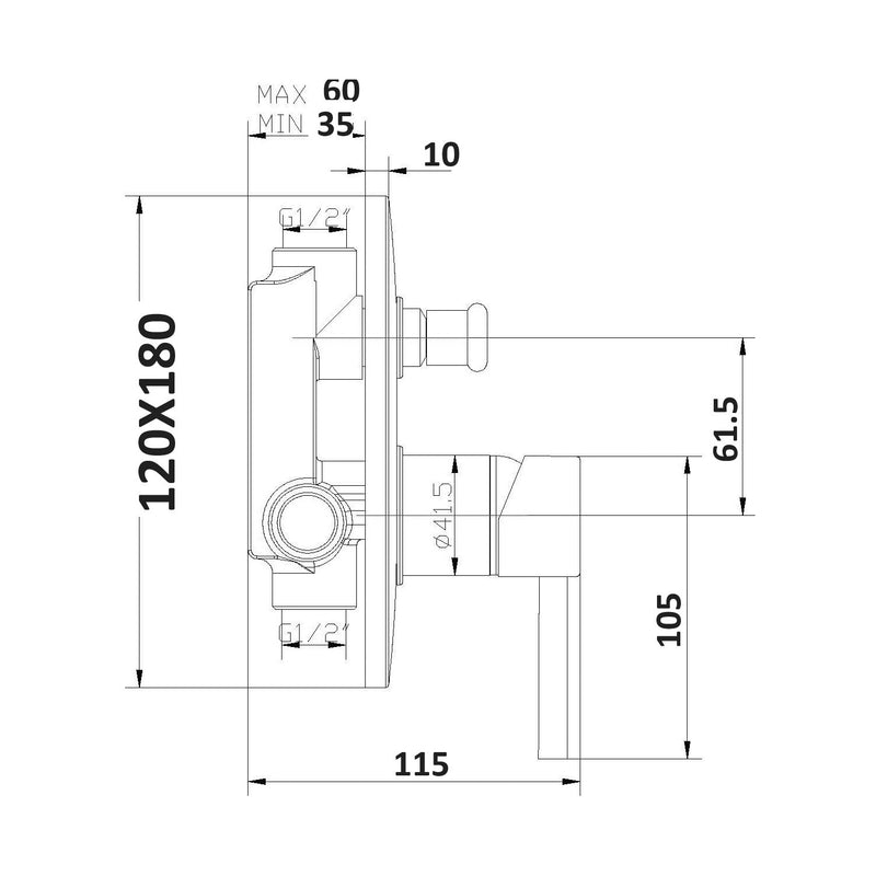 Kit doccia con incasso a due vie e soffione quadro 250 mm in ottone cromato Nix by CeramicStore | Lo specialista del tuo bagno