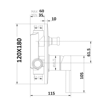 Kit doccia con incasso a due vie e soffione quadro 300 mm in ottone cromato Nix by CeramicStore | Lo specialista del tuo bagno