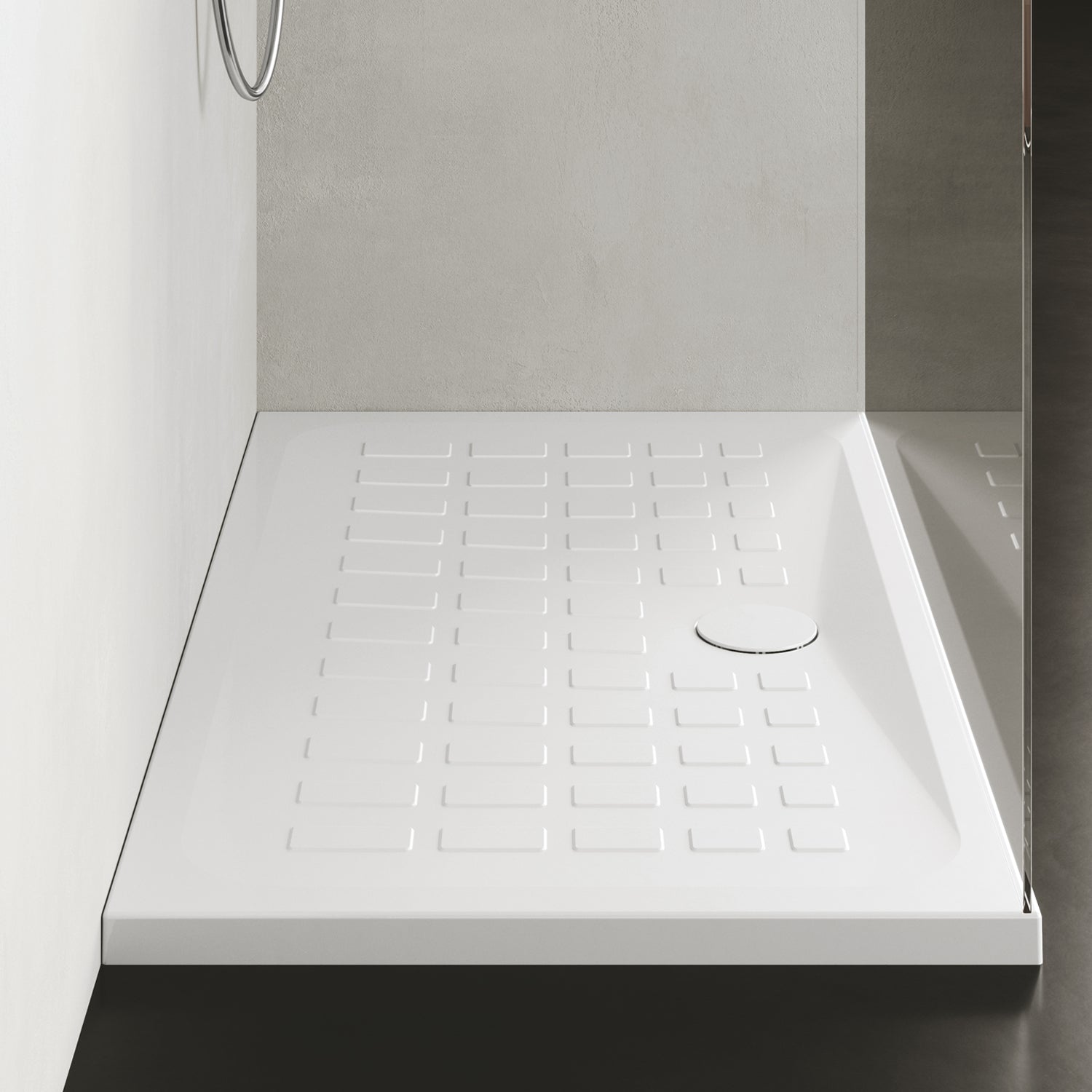 Piatto doccia antiscivolo ceramica bianca lucida Cube 80x80 altezza 4 cm by CeramicStore | Lo specialista del tuo bagno