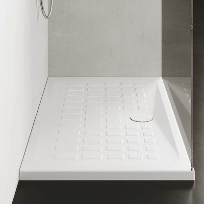 Piatto doccia antiscivolo ceramica bianca lucida Cube 70x100 altezza 4 cm