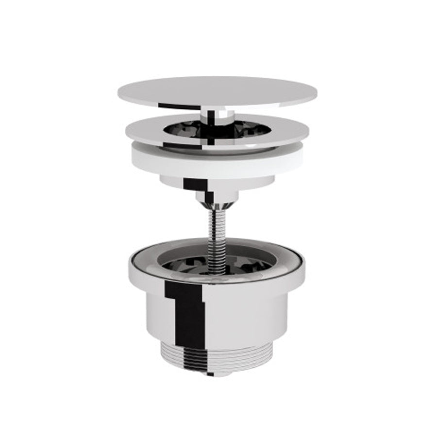 Piletta click clack ultrapiatta 1''1/4'' con troppopieno in ottone cromato regolabile cm 0-5 Lineabeta by CeramicStore | Lo specialista del tuo bagno