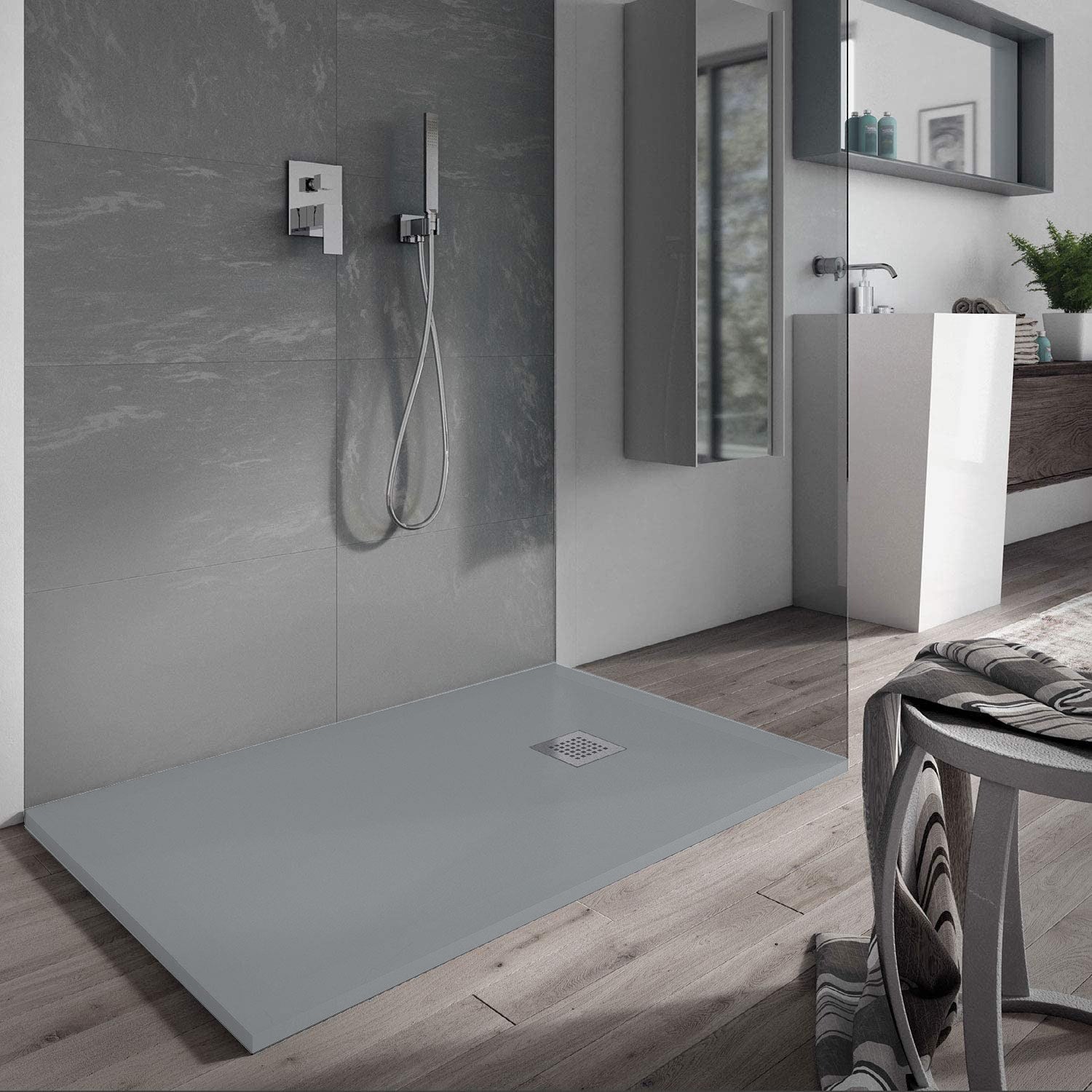 Piatto Doccia filopavimento 70x100 Cemento in resina effetto pietra Emoji riducibile by CeramicStore | Lo specialista del tuo bagno