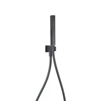 Kit doccia 5 pz Quadrato con presa, doccia Chicago, flex cm 150, braccio e soffione 200x200 - Nero Opaco by CeramicStore | Lo specialista del tuo bagno