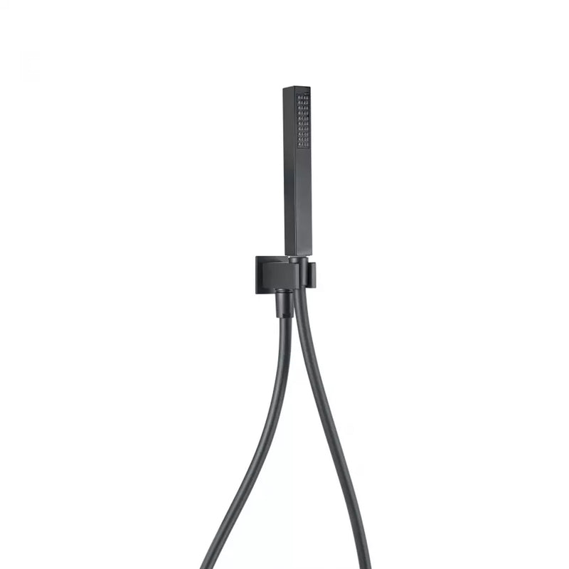 Kit doccia 5 pz Quadrato con presa, doccia Chicago, flex cm 150, braccio e soffione 250x250 - Nero Opaco by CeramicStore | Lo specialista del tuo bagno