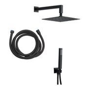 Kit doccia 5 pz Quadrato con presa, doccia Chicago, flex cm 150, braccio e soffione 250x250 - Nero Opaco by CeramicStore | Lo specialista del tuo bagno