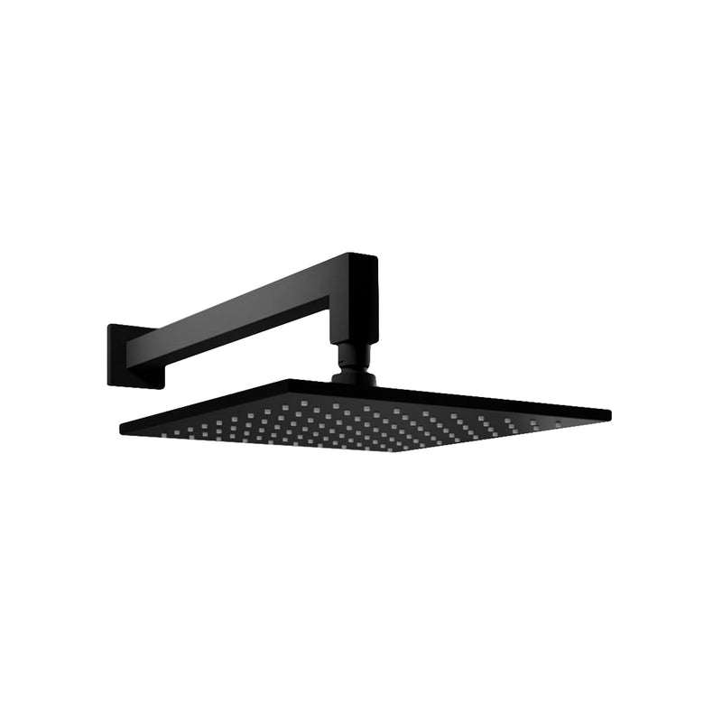 Kit doccia 5 pz Quadrato con presa, doccia Chicago, flex cm 150, braccio e soffione 300x300 - Nero Opaco by CeramicStore | Lo specialista del tuo bagno