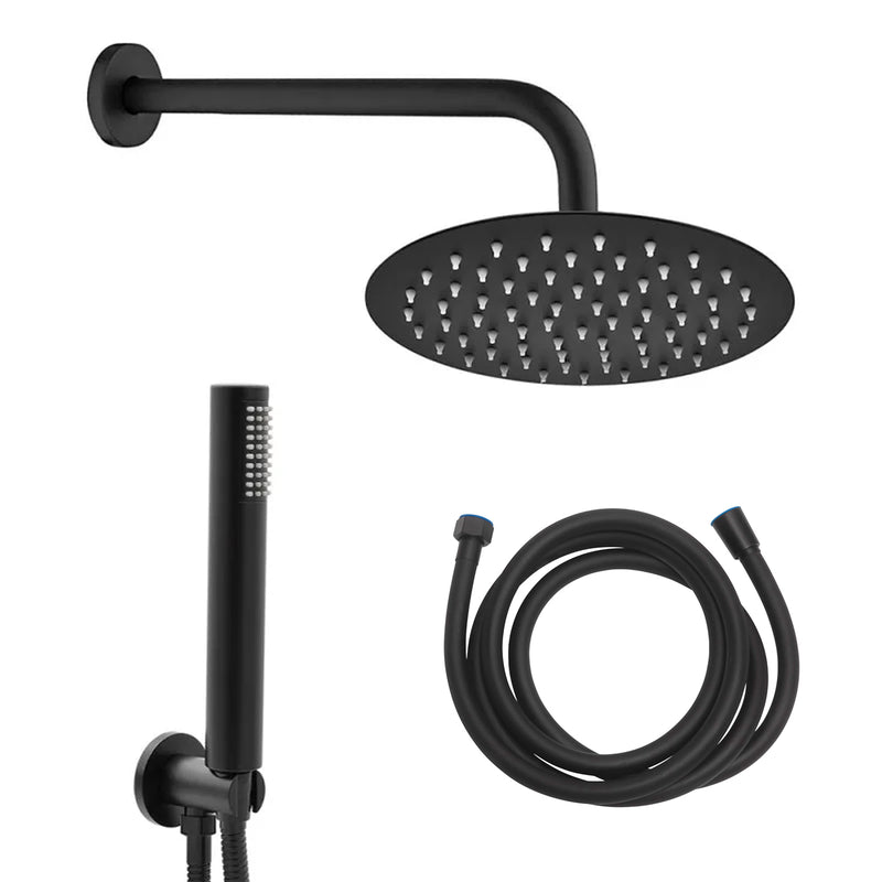 Kit doccia 5 pz Rotondo con presa, doccia Galveston, flex cm 150, braccio e soffione à˜200 - Nero Opaco by CeramicStore | Lo specialista del tuo bagno