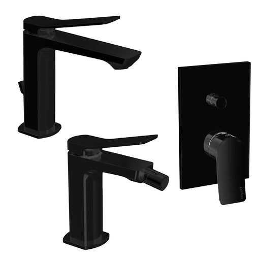 Set miscelatori lavabo bidet e doccia con deviatore in ottone modello Tilt Paffoni Nero Opaco by CeramicStore | Lo specialista del tuo bagno