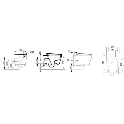WC sospeso Ceramica Dolomite modello Mia 54x36 cm con sedile Softclose