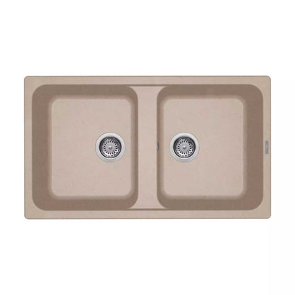 Lavello da Incasso 86x50 a 2 Vasche in GRANITEK colore Avana Trattamento Antibatterico LIFE 450 Reversibile by CeramicStore | Lo specialista del tuo bagno