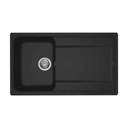 Lavello da Incasso Reversibile 86x50 a 1 Vasca con Gocciolatoio in GRANITEK colore Nero Trattamento Antibatterico LIFE 400 by CeramicStore | Lo specialista del tuo bagno