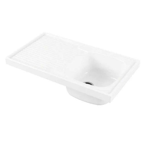 Lavello cucina 80x45 in Ceramica Bianca con una vasca e gocciolatoio reversibile