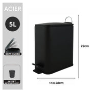 Pattumiera a pedale modello Erik 5Lt. colore nero opaco by CeramicStore | Lo specialista del tuo bagno