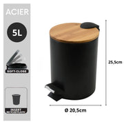 Pattumiera a pedale modello Adonis 5Lt. colore nero by CeramicStore | Lo specialista del tuo bagno