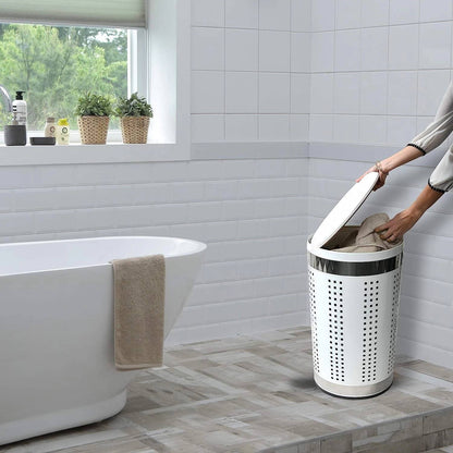 Cesto portabiancheria da 46 litri in acciaio inox colore bianco by CeramicStore | Lo specialista del tuo bagno