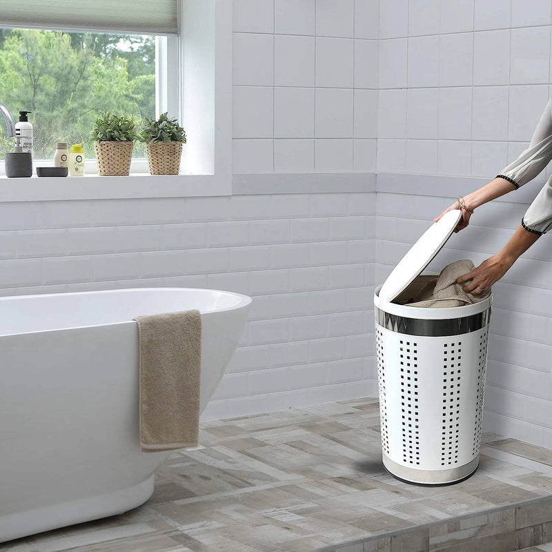 Cesto portabiancheria da 46 litri in acciaio inox colore bianco by CeramicStore | Lo specialista del tuo bagno