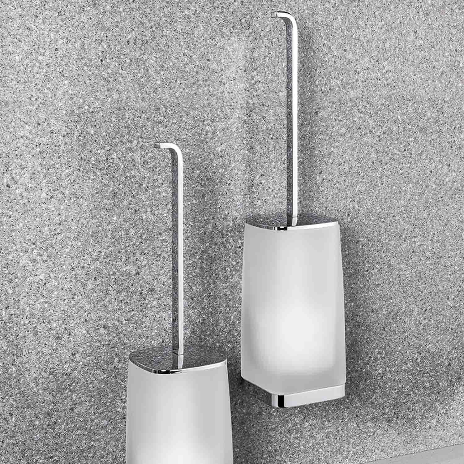Porta scopino in ottone e vetro acidato collezione Time di Colombo Design by CeramicStore | Lo specialista del tuo bagno