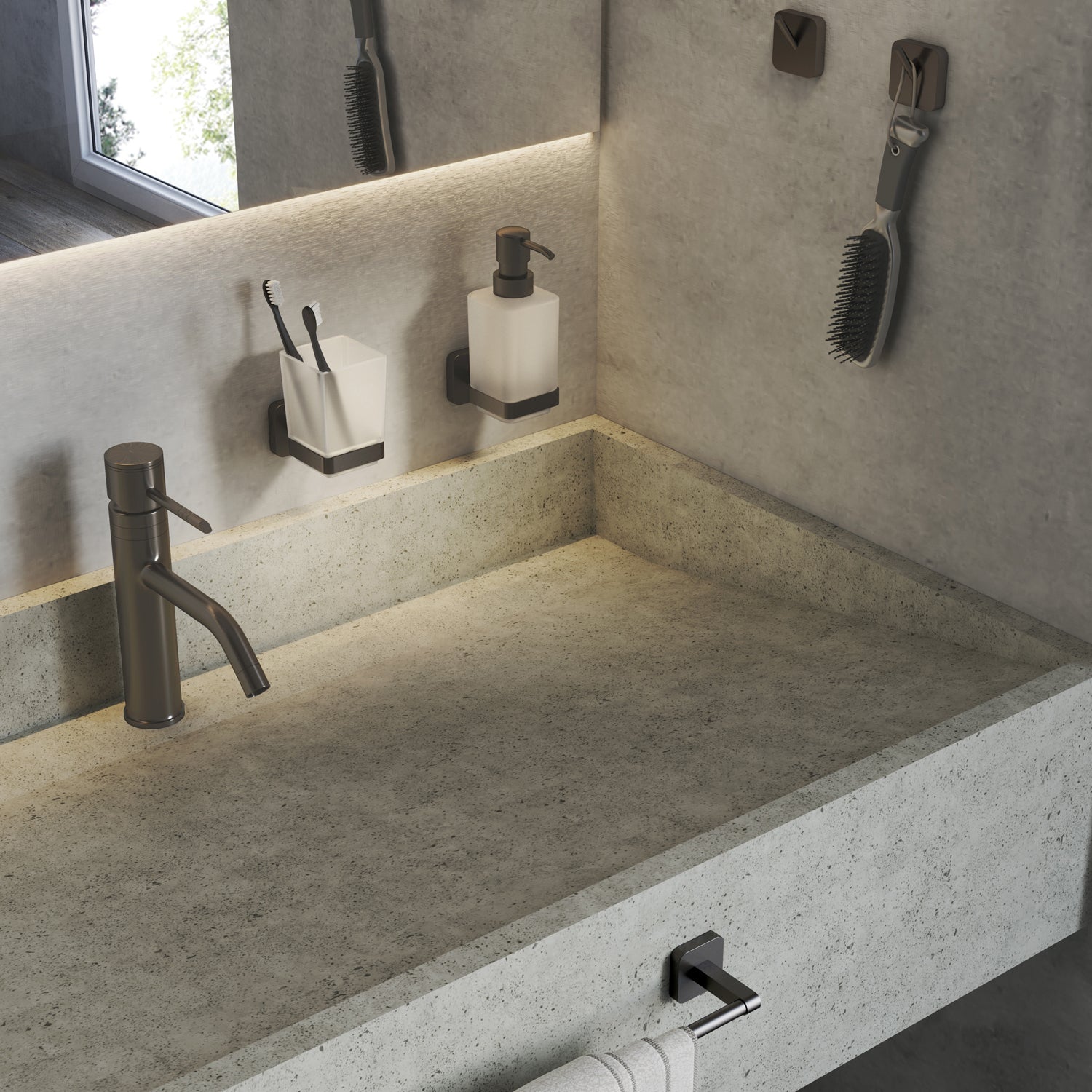 Portasalviette 30 cm Gedy modello Tonga 30x6.9xH4.7 cm - Gun Metal by CeramicStore | Lo specialista del tuo bagno
