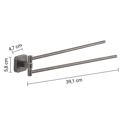 Portasalviette a snodo Gedy modello Tonga 4.7x39.1xH5.8 cm - Gun Metal by CeramicStore | Lo specialista del tuo bagno