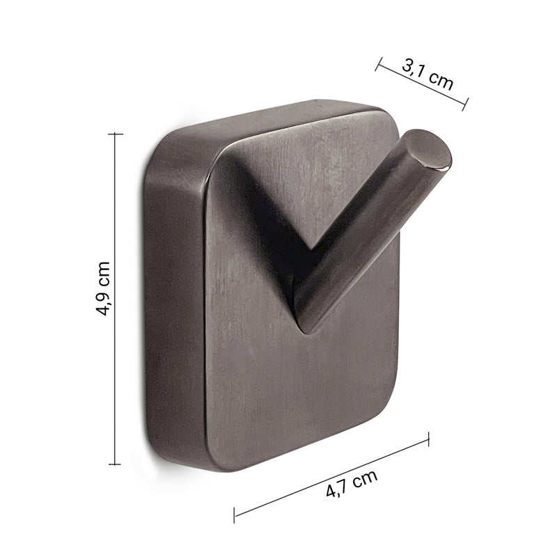 2 appendiabiti Gedy modello Tonga 4.7x3.1xH4.9 cm - Gun Metal by CeramicStore | Lo specialista del tuo bagno