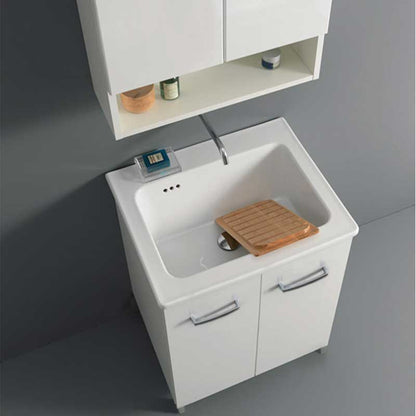 Lavatoio in ceramica con mobile 2 ante in melaminico Nanco Xilon cm 60x50 Bianco lucido by CeramicStore | Lo specialista del tuo bagno