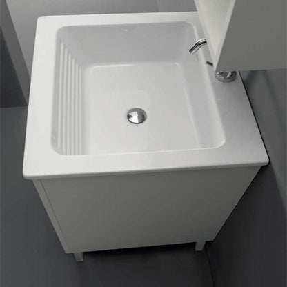 Lavatoio in ceramica con mobile 2 ante in melaminico Nanco Xilon cm 60x50 Bianco lucido by CeramicStore | Lo specialista del tuo bagno