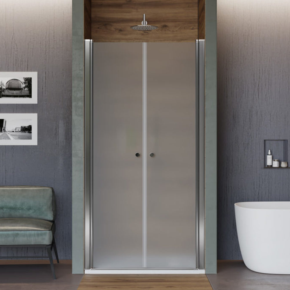 Porta doccia nicchia da 80 cm con apertura saloon in cristallo opaco da 6 mm by CeramicStore | Lo specialista del tuo bagno