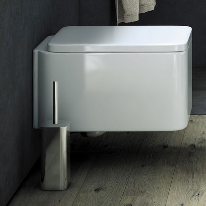 Porta scopino a terra in acciaio cromato della collezione 'Line' by Cosmic - cm 9,3x9,2x35,6 by CeramicStore | Lo specialista del tuo bagno