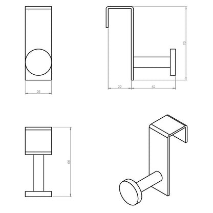 Appendino da appoggio in ottone verniciato della collezione 'Stick' by Cosmic - 2,5x6,6x7 cm - Nero by CeramicStore | Lo specialista del tuo bagno