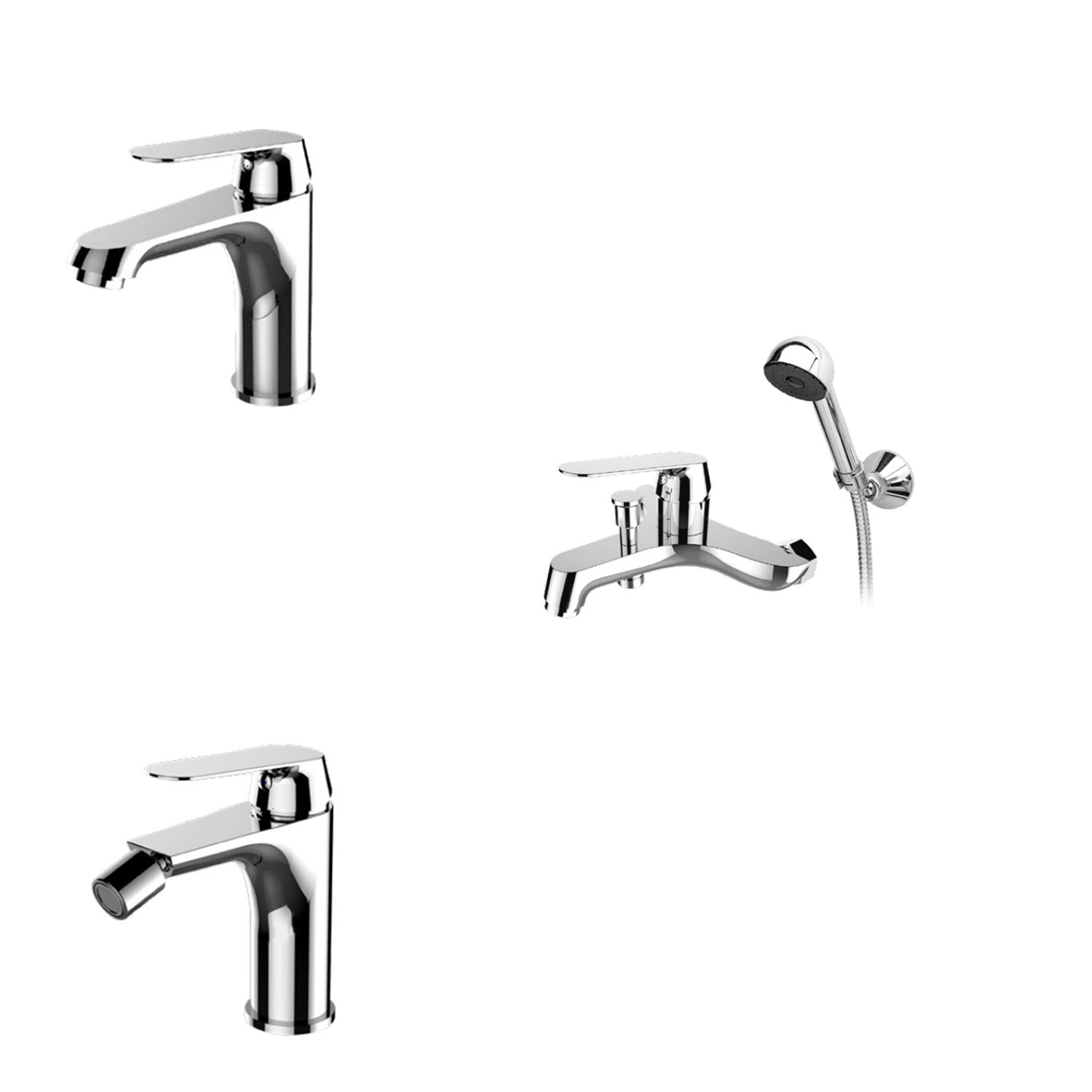 Kit miscelatori lavabo+bidet+vasca in ottone cromato con scarico pop-up serie Sky Keller Taps by CeramicStore | Lo specialista del tuo bagno